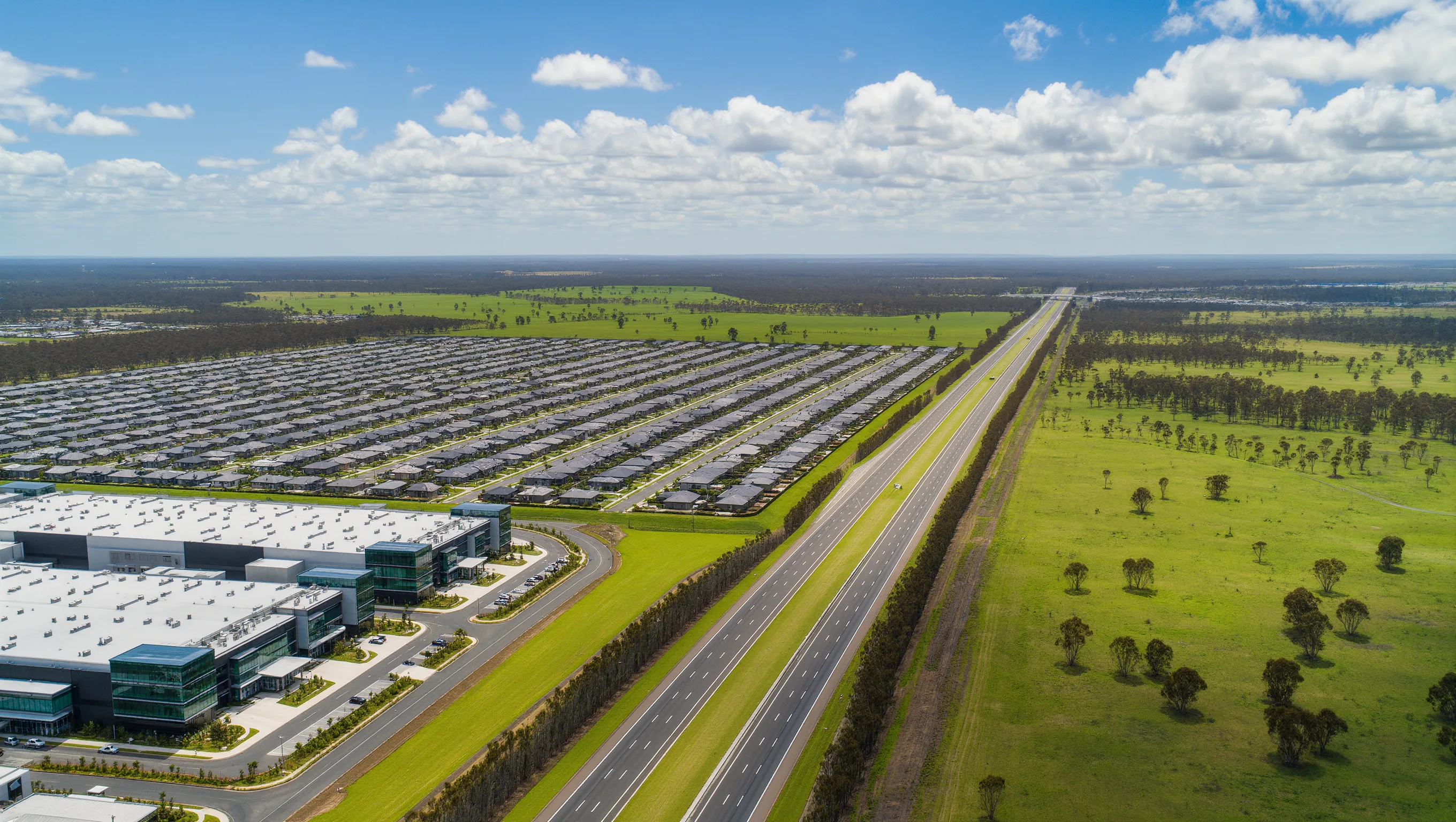 Aerial artist's impression of Derrimut Fields precinct